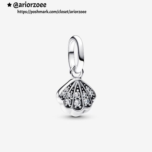 Pandora Sparkling Shell Mini Dangle Charm - Picture 1 of 2